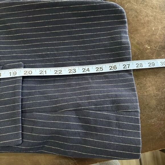 Banana Republic Blazer Women 14 Navy Pinstripe 1 Button Corporate Core Work - Picture 7 of 9